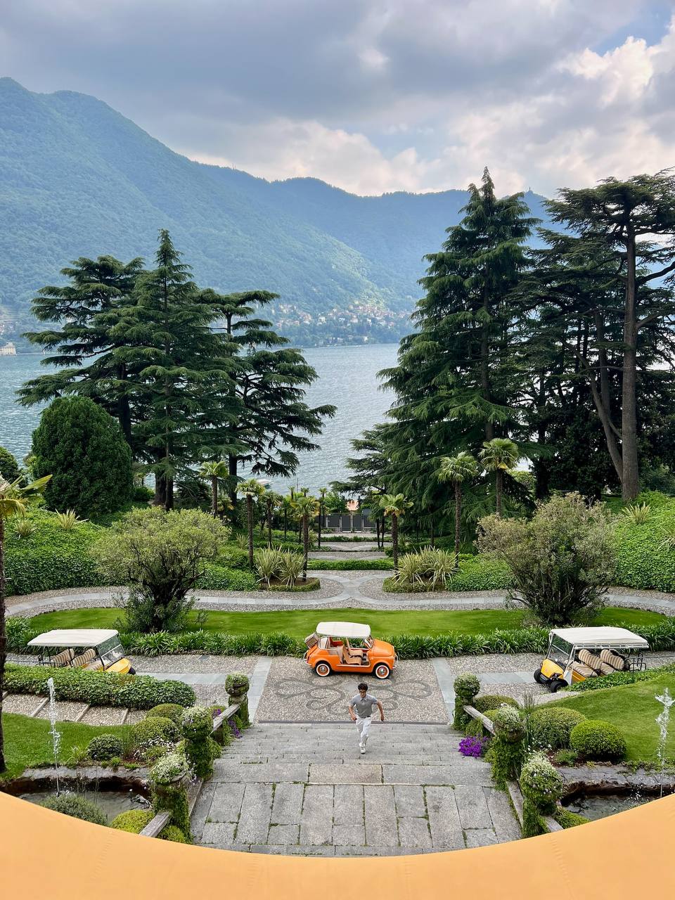 Northern Italy lake and garden view